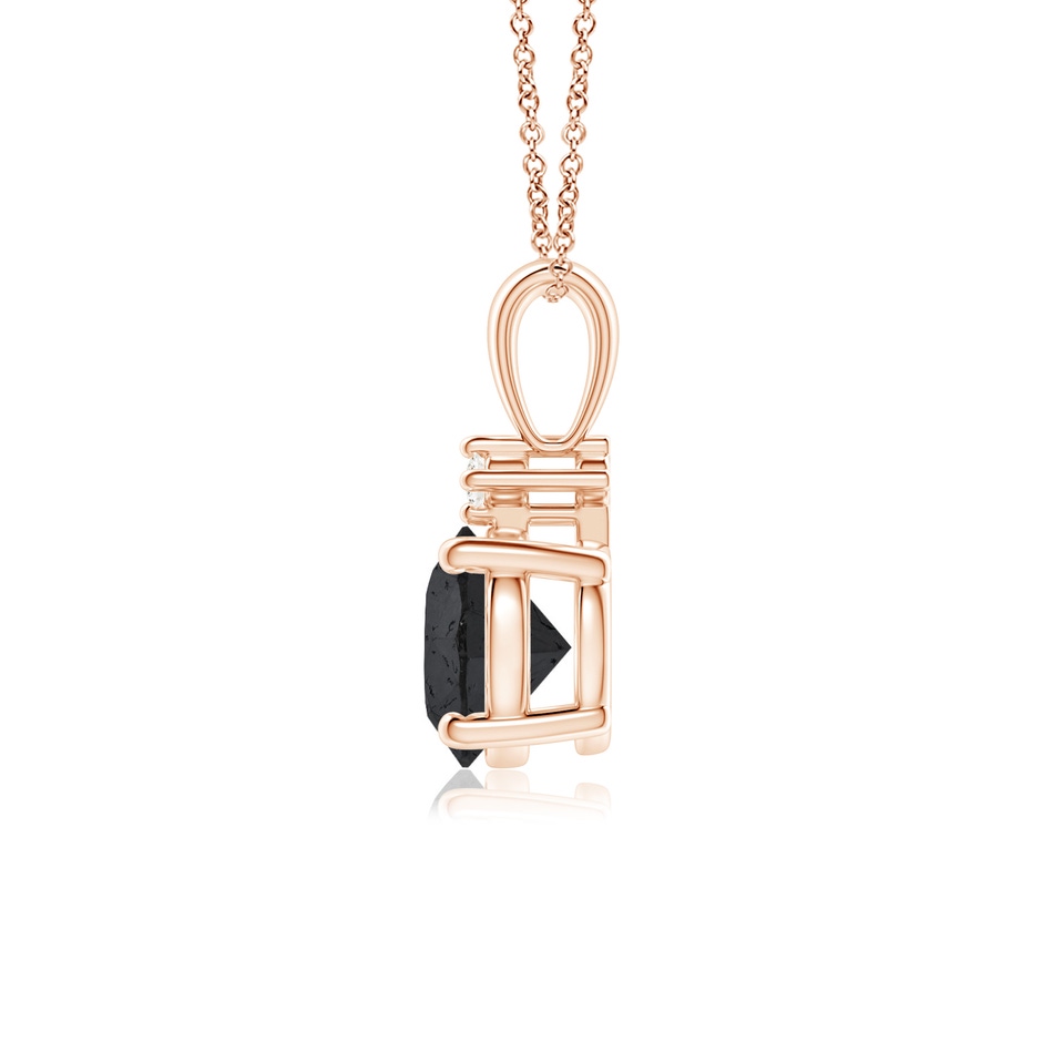 6.5mm A Round Black Diamond Solitaire Pendant in Rose Gold side-1