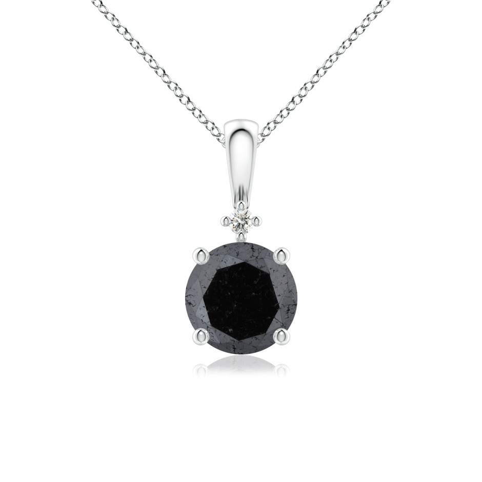 6.5mm A Round Black Diamond Solitaire Pendant in White Gold 