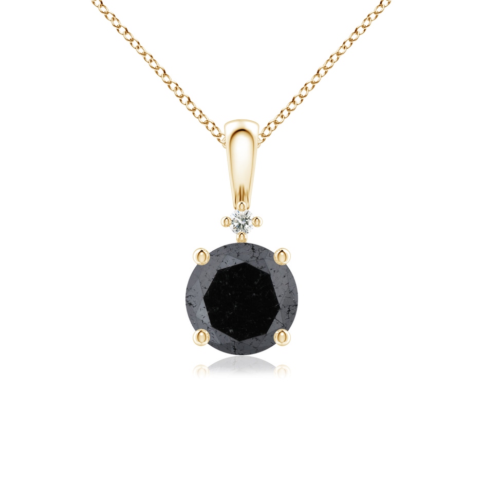 6.5mm A Round Black Diamond Solitaire Pendant in Yellow Gold 