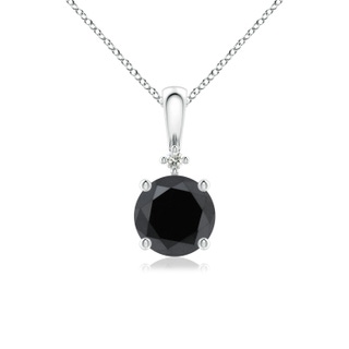 6.5mm AA Round Black Diamond Solitaire Pendant in White Gold