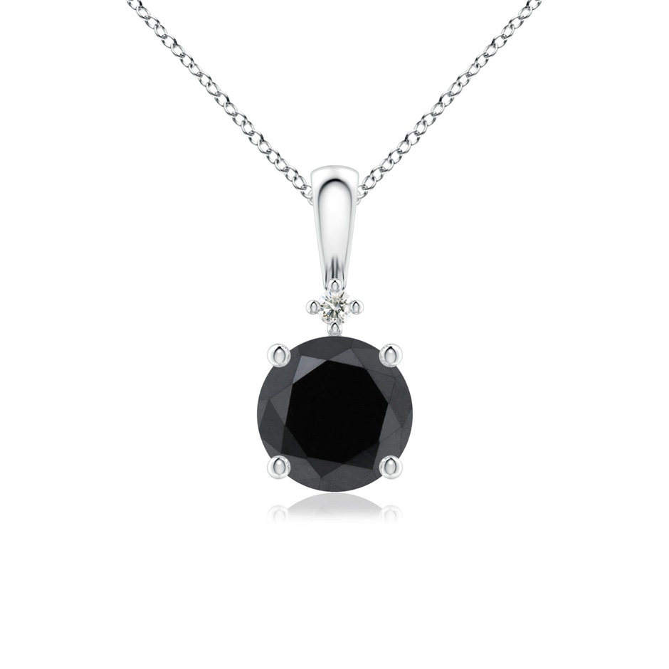 6.5mm AA Round Black Diamond Solitaire Pendant in White Gold 