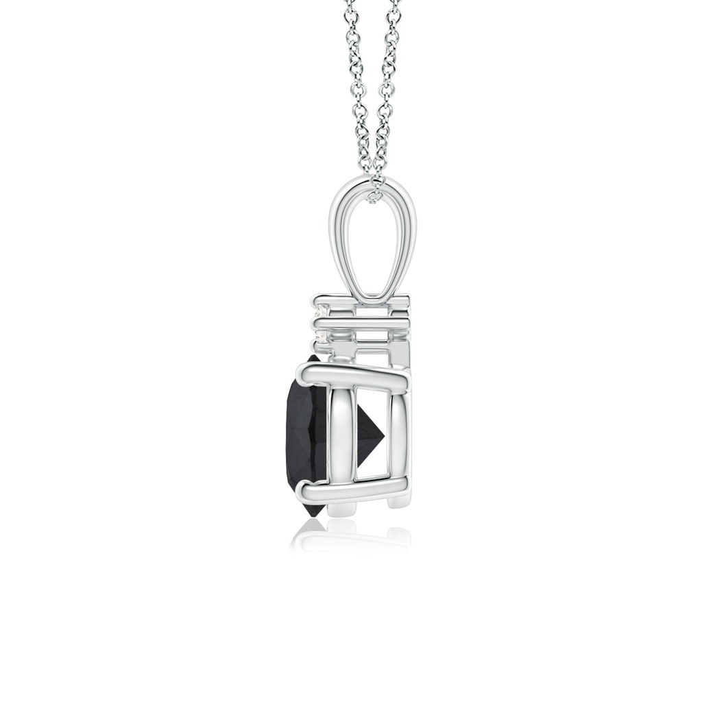 6.5mm AA Round Black Diamond Solitaire Pendant in White Gold - side_1