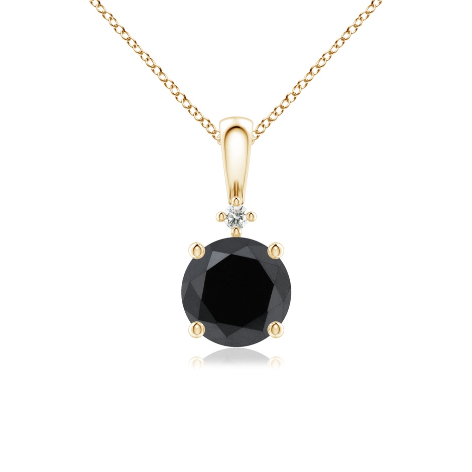 6.5mm AA Round Black Diamond Solitaire Pendant in Yellow Gold 