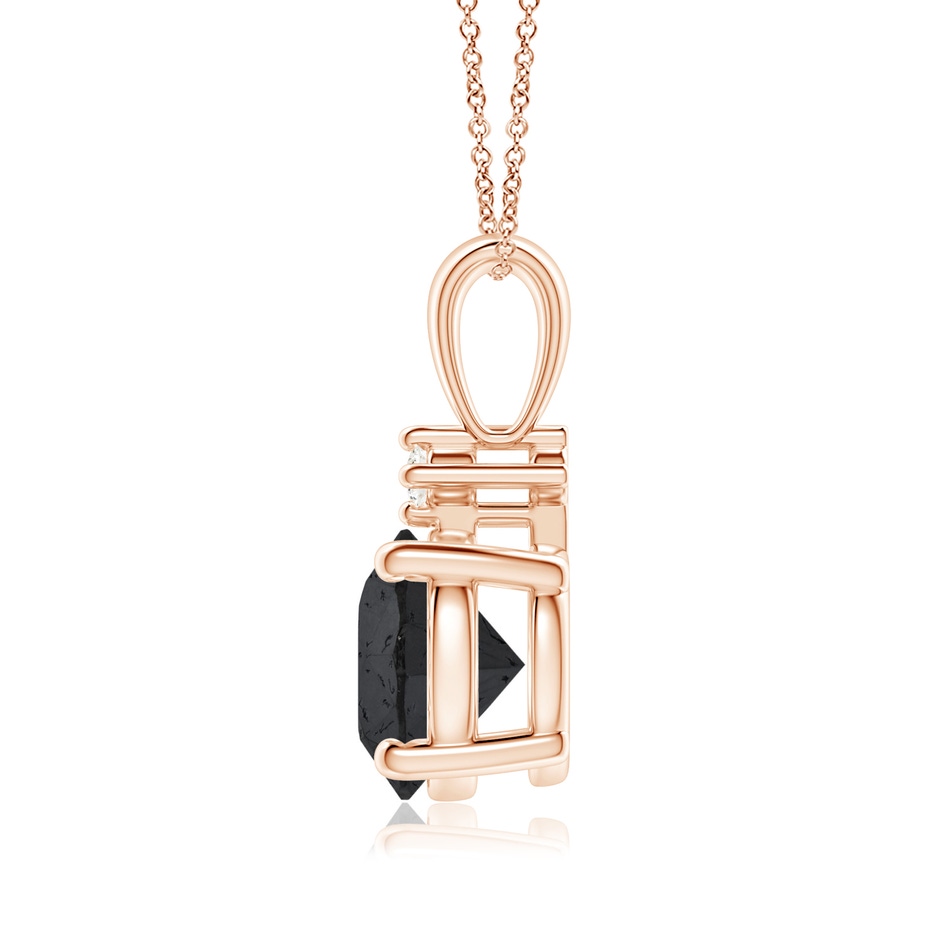 8.2mm A Round Black Diamond Solitaire Pendant in Rose Gold side-1