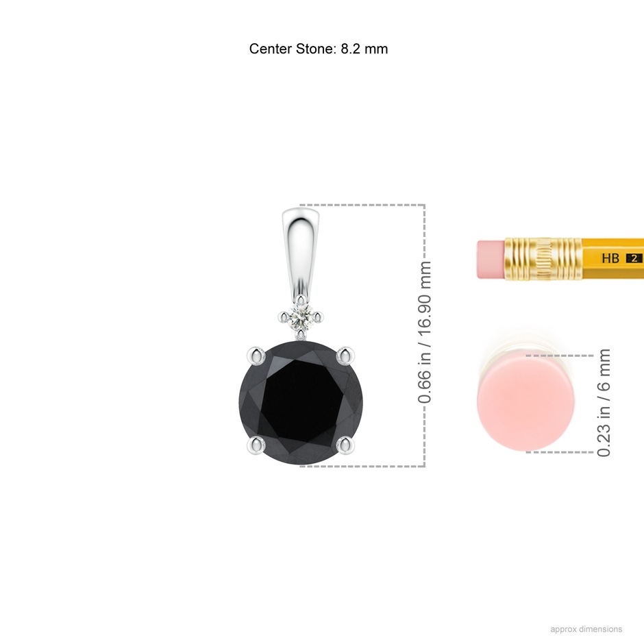 8.2mm AA Round Black Diamond Solitaire Pendant in P950 Platinum ruler