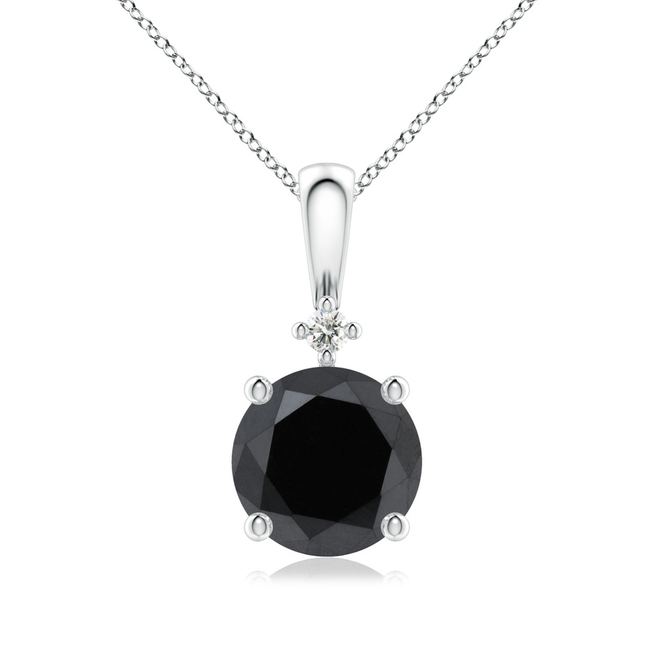 8.2mm AA Round Black Diamond Solitaire Pendant in White Gold 