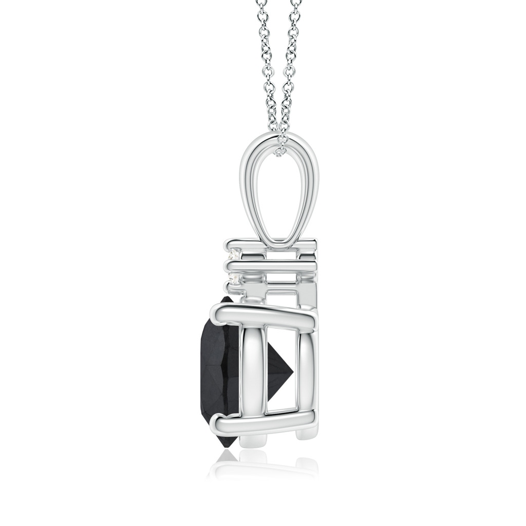 8.2mm AA Round Black Diamond Solitaire Pendant in White Gold - side_1