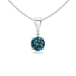 5.2mm AA Round Enhanced Blue Diamond Solitaire Pendant in White Gold