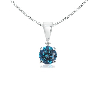 5.2mm AAA Round Enhanced Blue Diamond Solitaire Pendant in White Gold