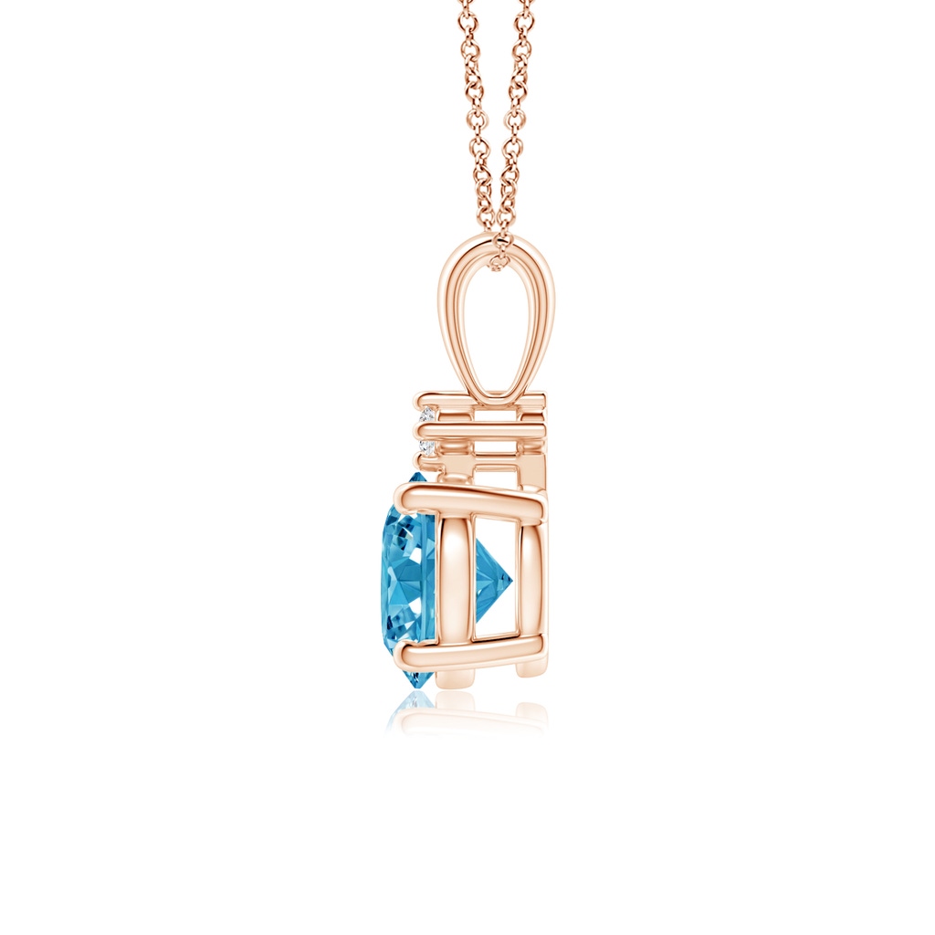 6.4mm AAAA Round Fancy Intense Blue Diamond Solitaire Pendant in Rose Gold - side 199