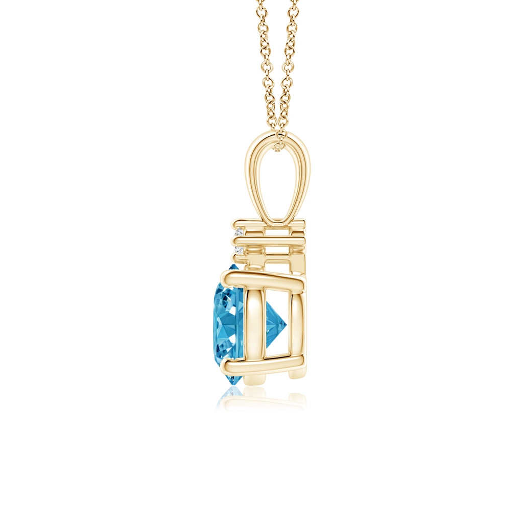 6.4mm AAAA Round Fancy Intense Blue Diamond Solitaire Pendant in Yellow Gold - side 199