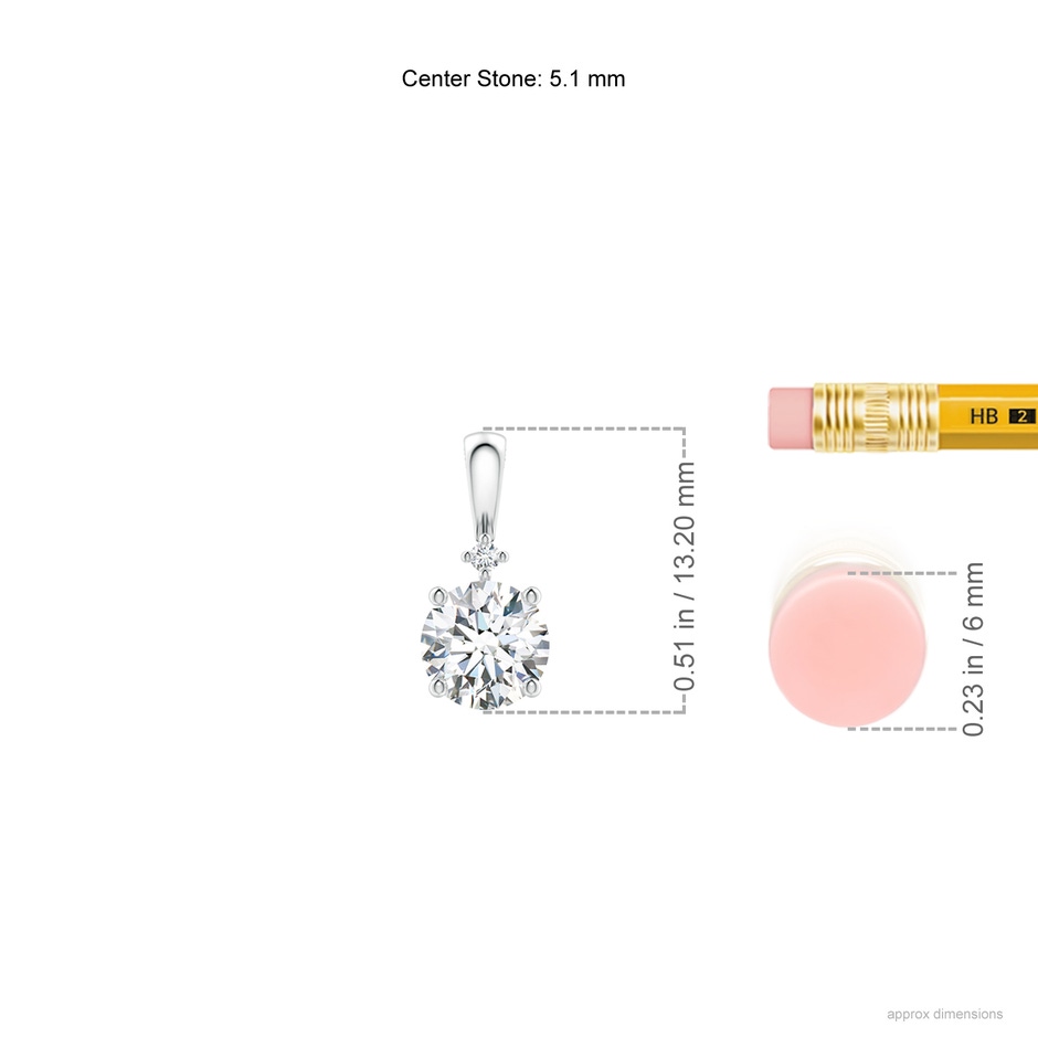 5.1mm GVS2 Round Diamond Solitaire Pendant in P950 Platinum ruler