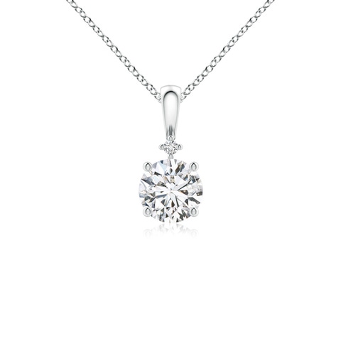 5.1mm HSI2 Round Diamond Solitaire Pendant in 18K White Gold