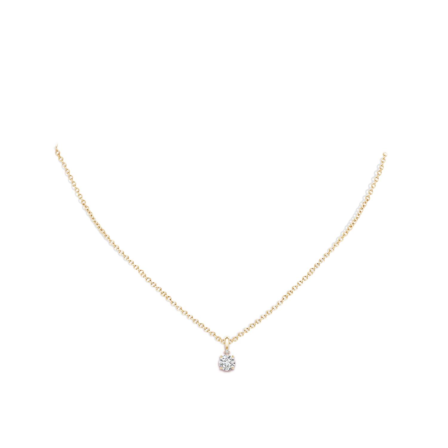 5.1mm HSI2 Round Diamond Solitaire Pendant in Yellow Gold - body_neck