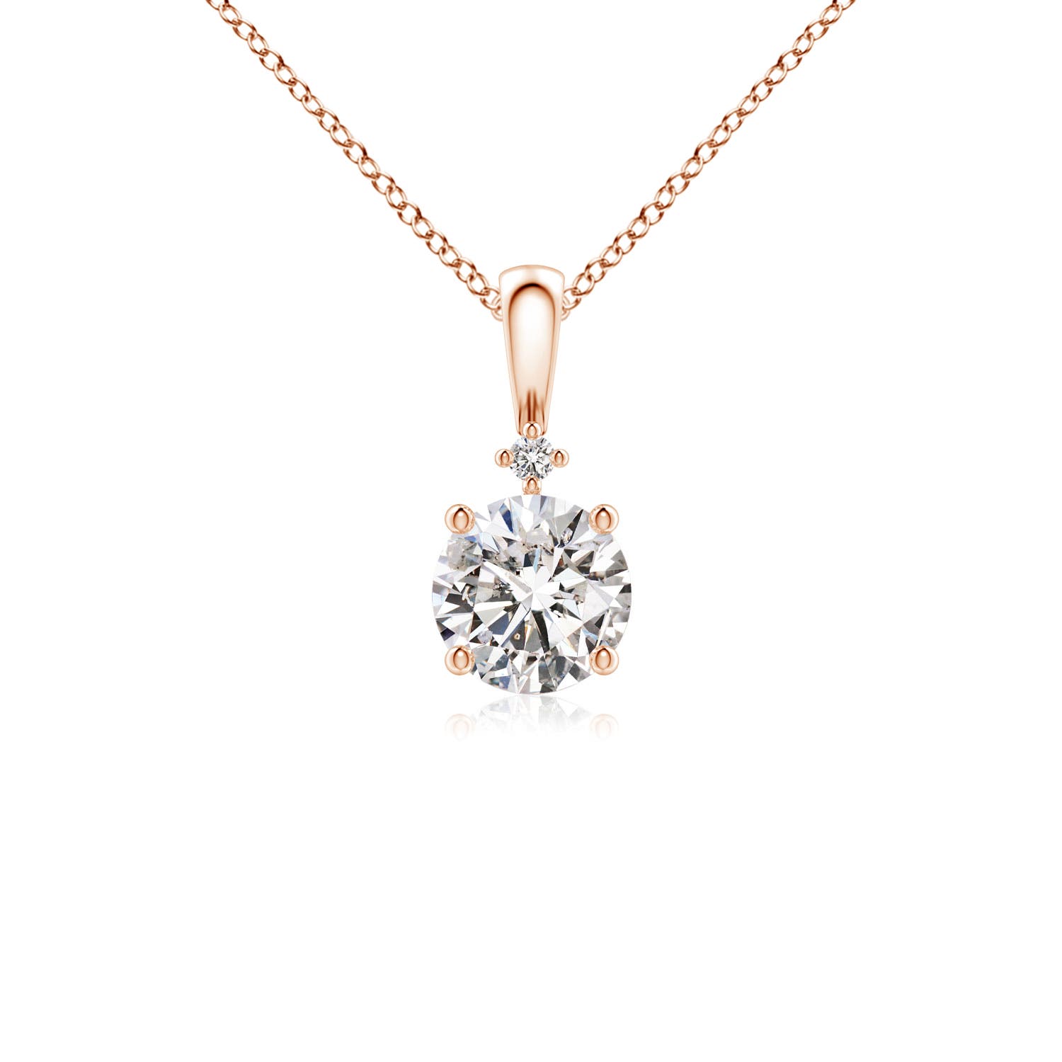 5.1mm IJI1I2 Round Diamond Solitaire Pendant in 18K Rose Gold
