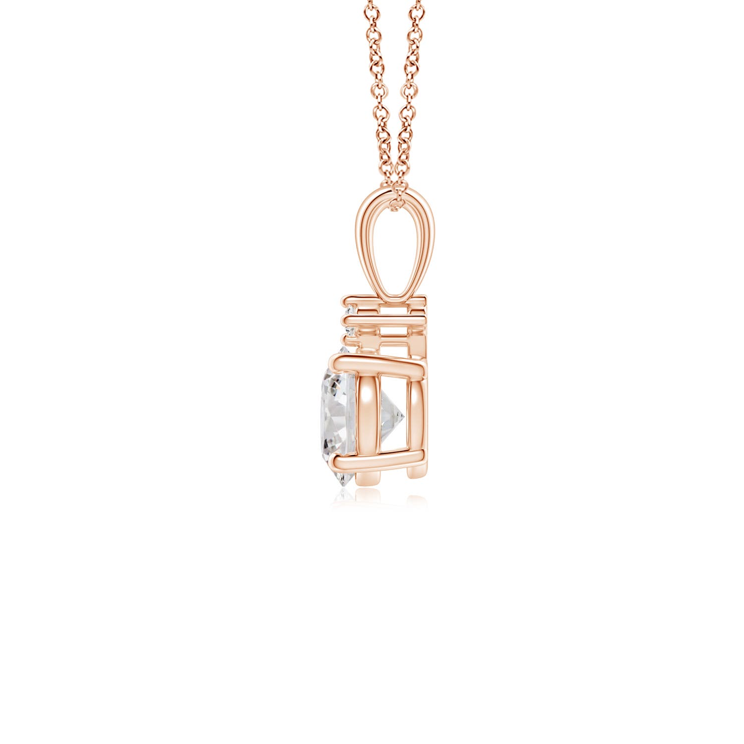 5.1mm IJI1I2 Round Diamond Solitaire Pendant in 18K Rose Gold