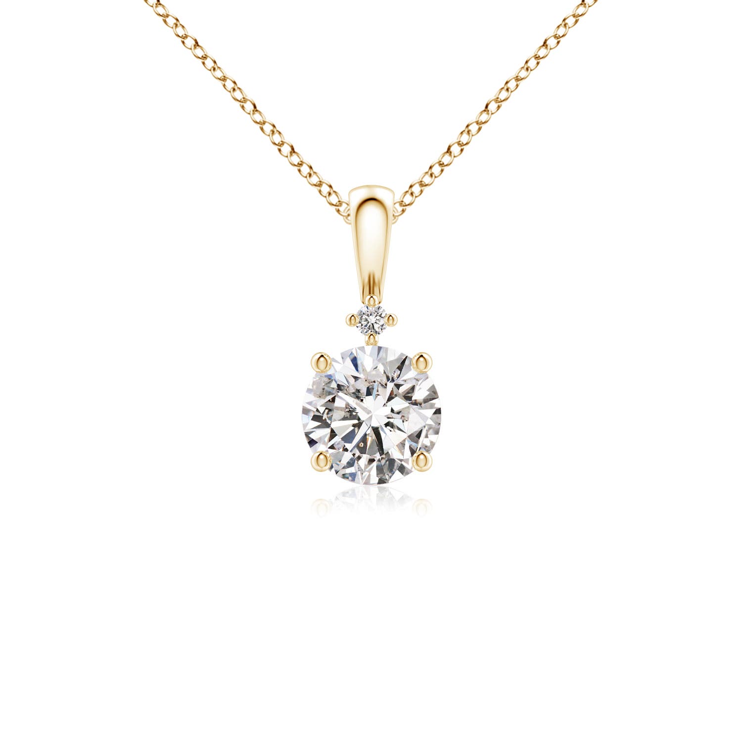 5.1mm IJI1I2 Round Diamond Solitaire Pendant in 18K Yellow Gold