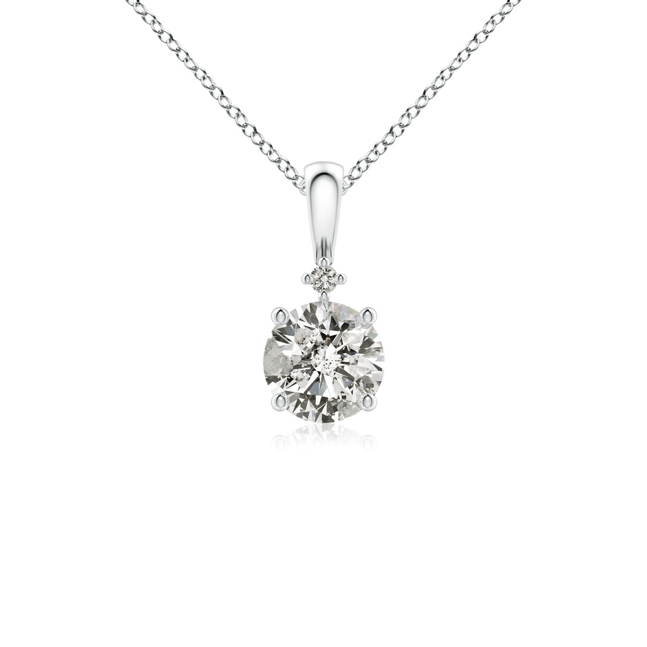 5.1mm KI3 Round Diamond Solitaire Pendant in White Gold 