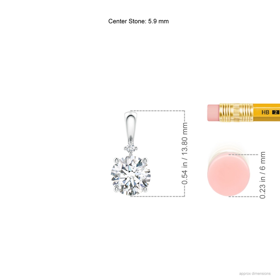 5.9mm GVS2 Round Diamond Solitaire Pendant in P950 Platinum ruler
