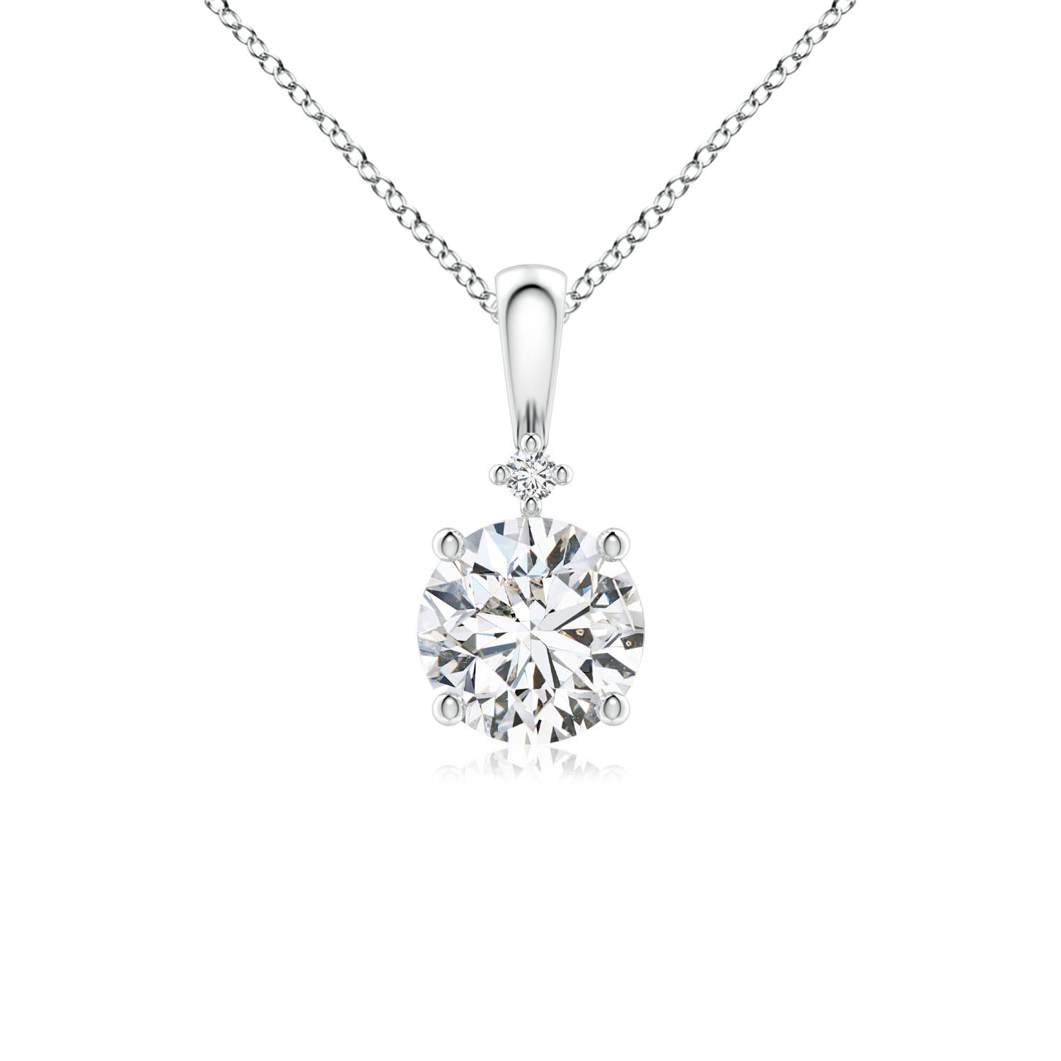 5.9mm HSI2 Round Diamond Solitaire Pendant in 18K White Gold