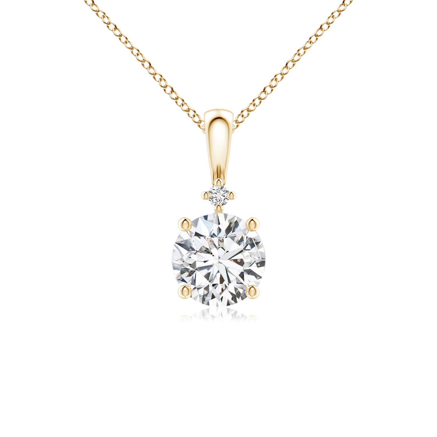 5.9mm HSI2 Round Diamond Solitaire Pendant in 18K Yellow Gold