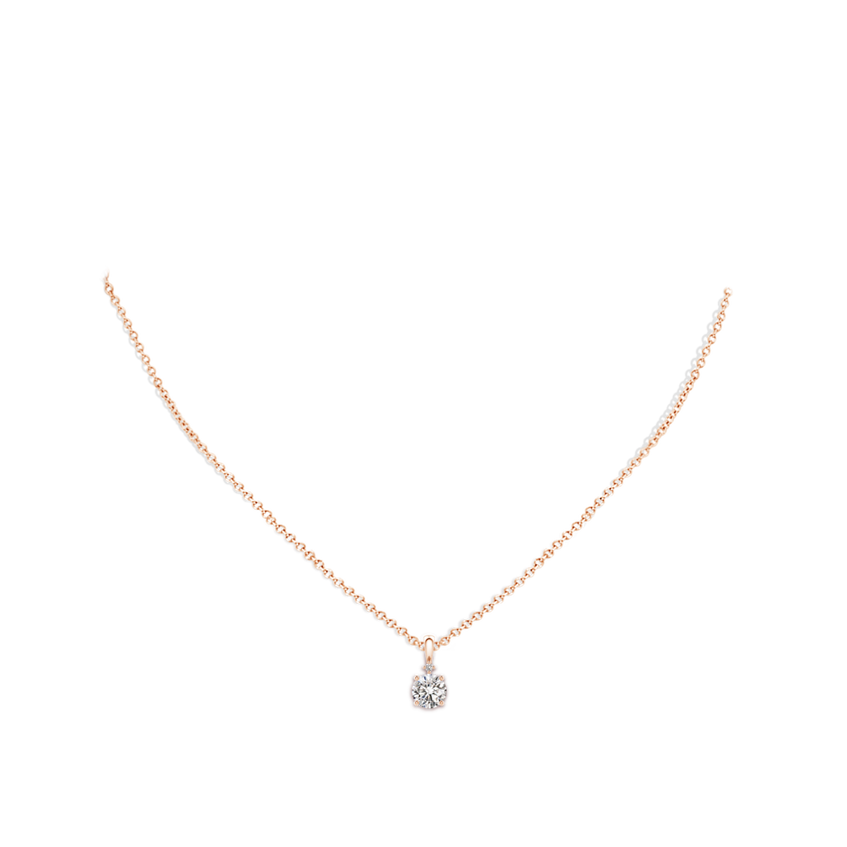 5.9mm IJI1I2 Round Diamond Solitaire Pendant in Rose Gold pen