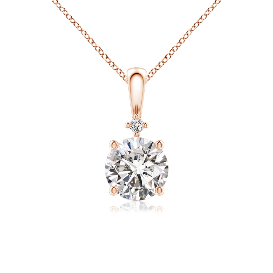 6.4mm IJI1I2 Round Diamond Solitaire Pendant in Rose Gold 