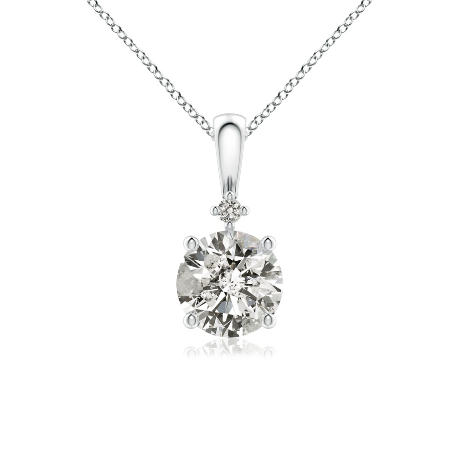 6.4mm KI3 Round Diamond Solitaire Pendant in White Gold 