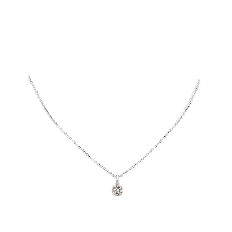 6.4mm KI3 Round Diamond Solitaire Pendant in White Gold pen