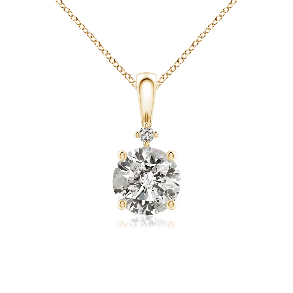 6.4mm KI3 Round Diamond Solitaire Pendant in Yellow Gold 