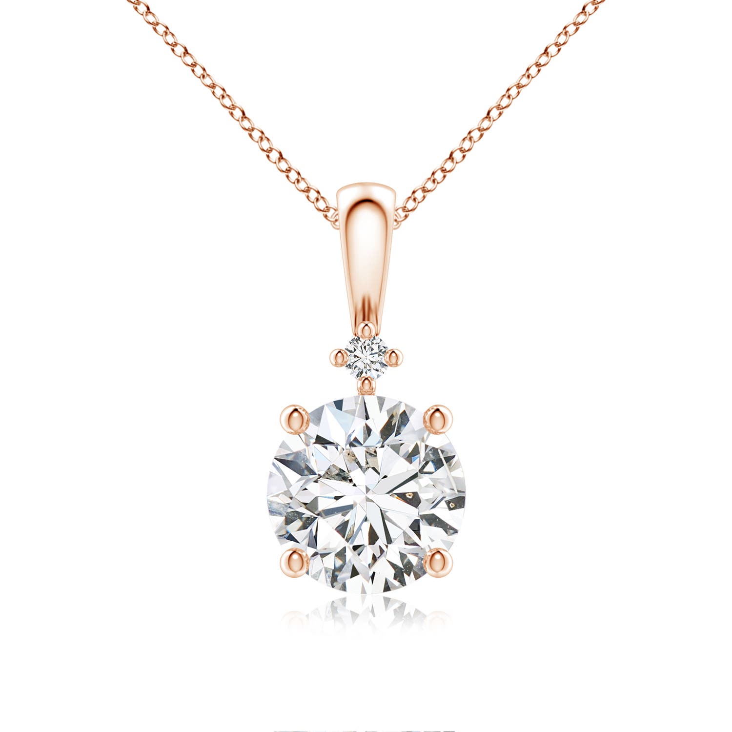 7.4mm HSI2 Round Diamond Solitaire Pendant in Rose Gold