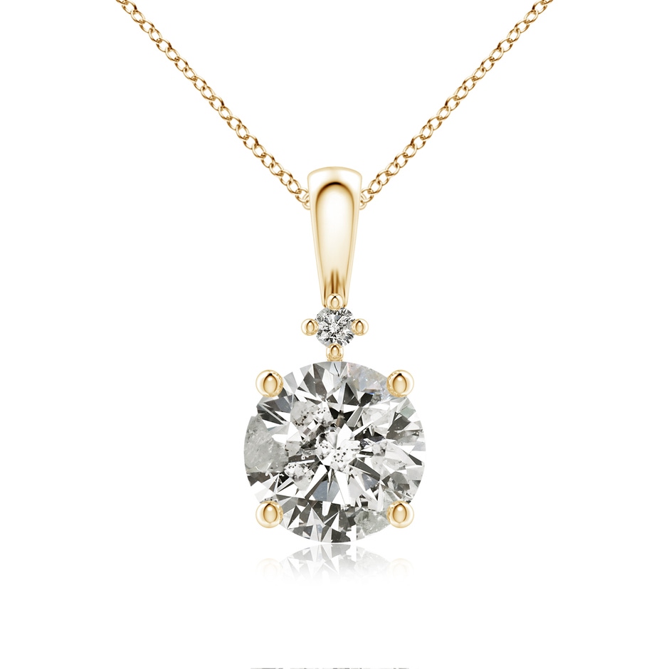 7.4mm KI3 Round Diamond Solitaire Pendant in Yellow Gold 