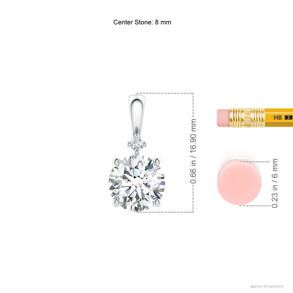 8mm GVS2 Round Diamond Solitaire Pendant in P950 Platinum ruler