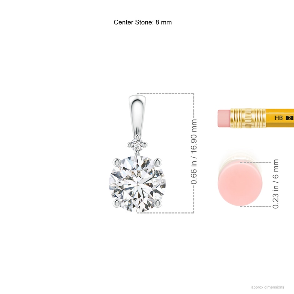 8mm HSI2 Round Diamond Solitaire Pendant in P950 Platinum ruler