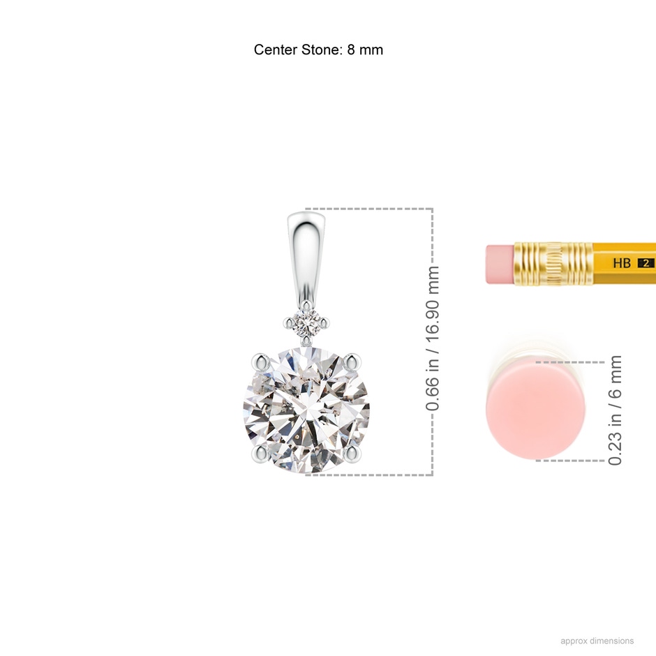 8mm IJI1I2 Round Diamond Solitaire Pendant in P950 Platinum ruler