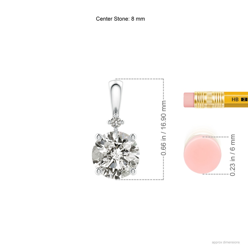 8mm KI3 Round Diamond Solitaire Pendant in P950 Platinum ruler