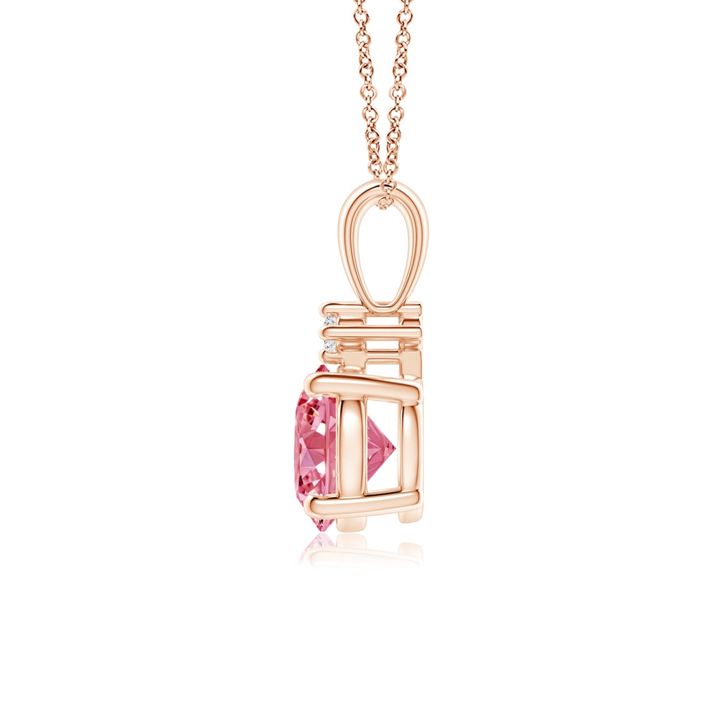 6.4mm AAAA Round Fancy Intense Pink Diamond Solitaire Pendant in Rose Gold - side 199