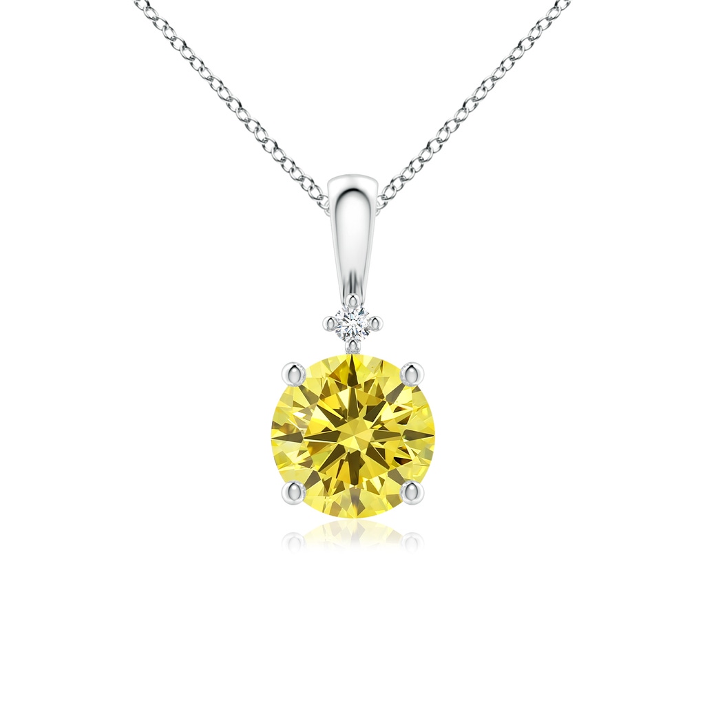 6.4mm AAAA Round Fancy Intense Yellow Diamond Solitaire Pendant in P950 Platinum
