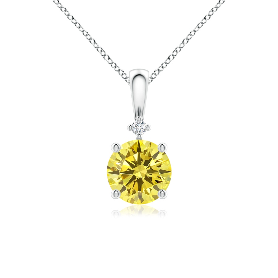 6.4mm AAAA Round Fancy Intense Yellow Diamond Solitaire Pendant in P950 Platinum 