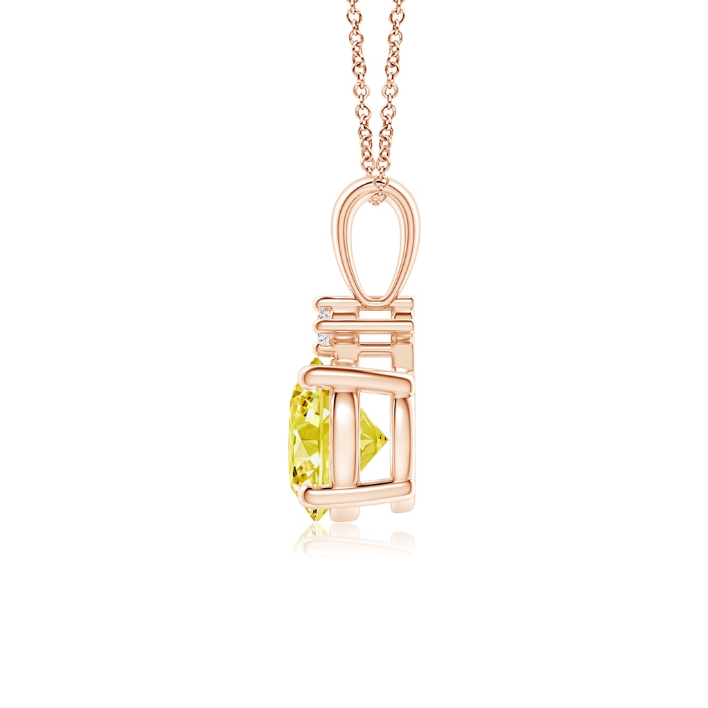 6.4mm AAAA Round Fancy Intense Yellow Diamond Solitaire Pendant in Rose Gold - side 199