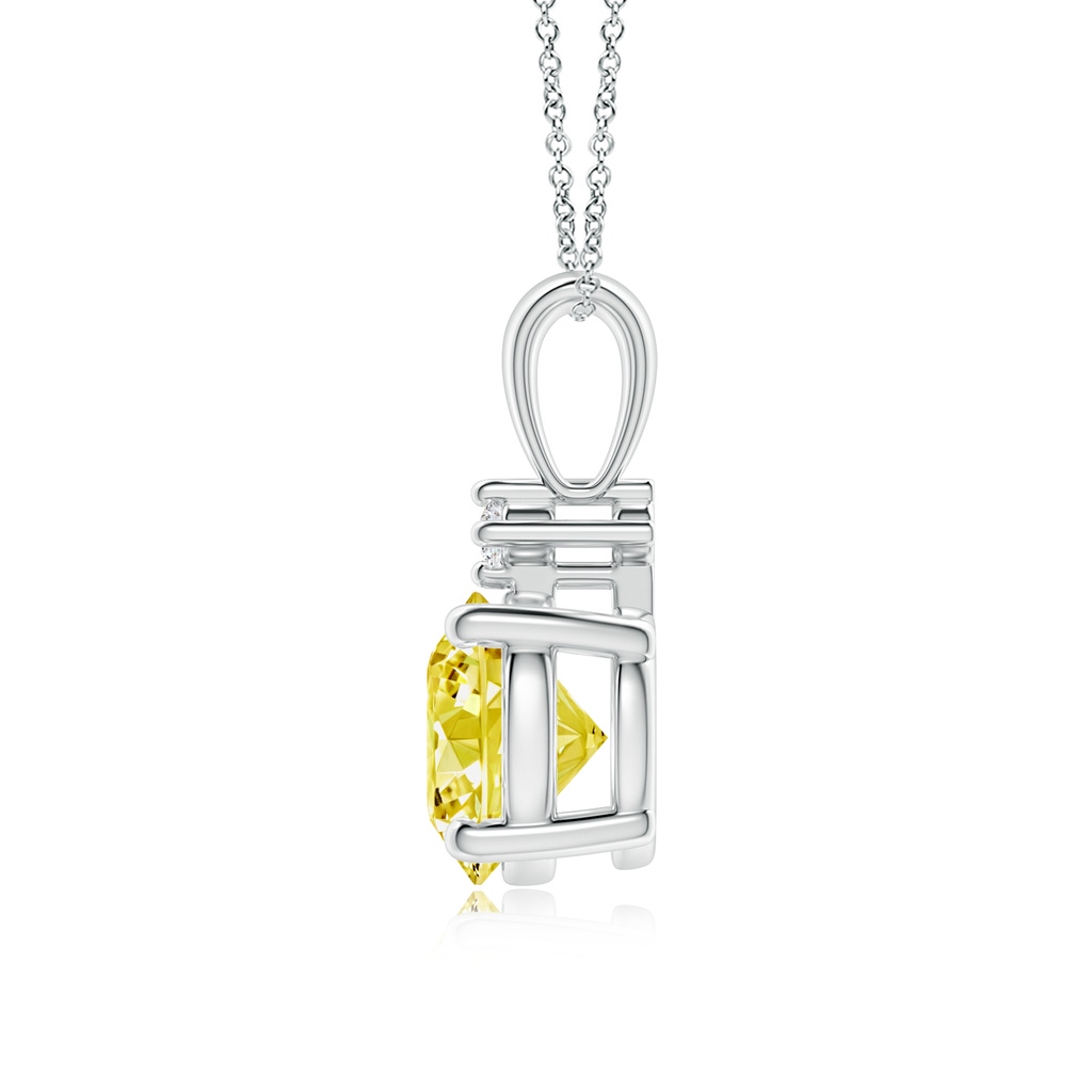 7.4mm AAAA Round Fancy Intense Yellow Diamond Solitaire Pendant in White Gold - side 199