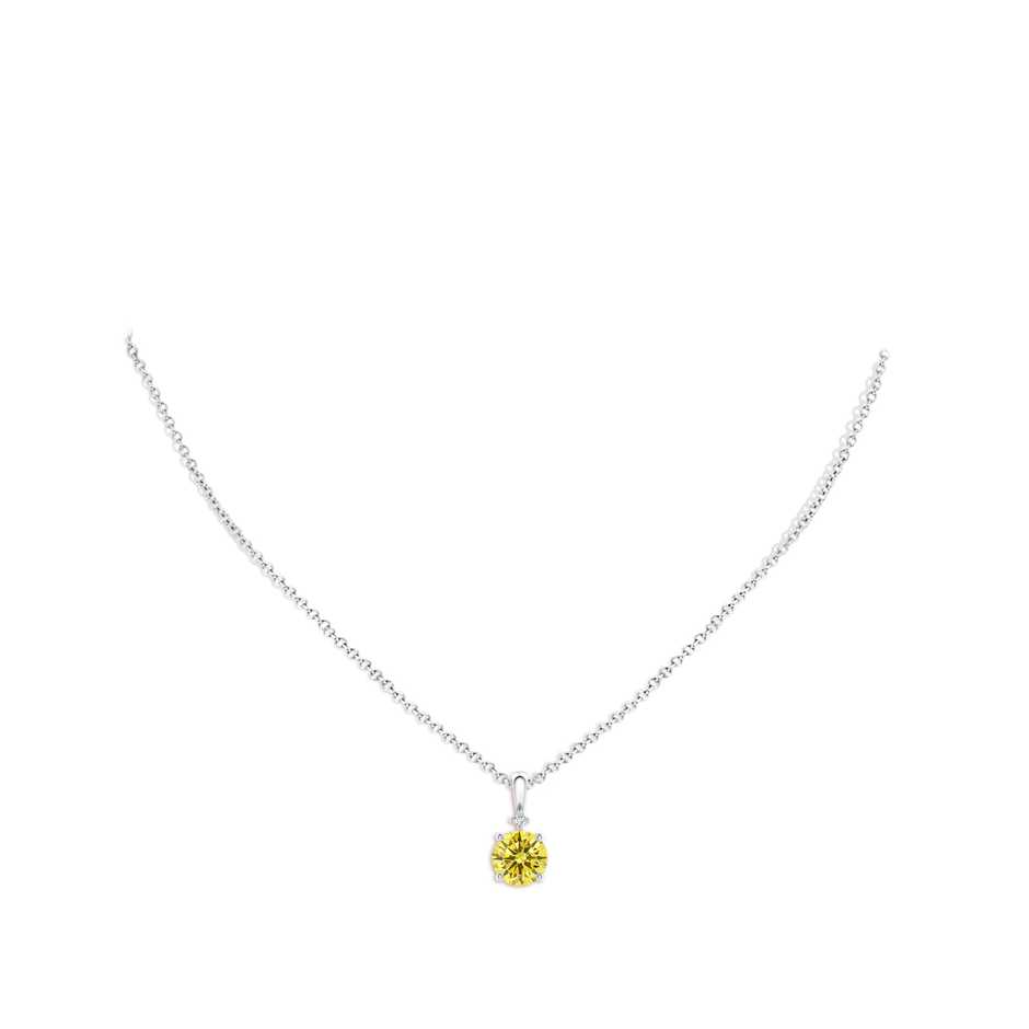 8mm AAAA Round Fancy Intense Yellow Diamond Solitaire Pendant in P950 Platinum pen