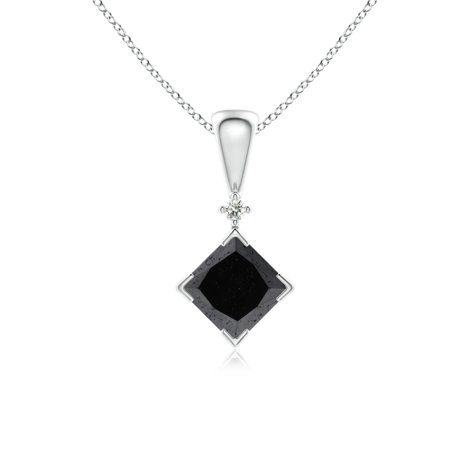 4.4mm A Princess-Cut Black Diamond Pendant in White Gold