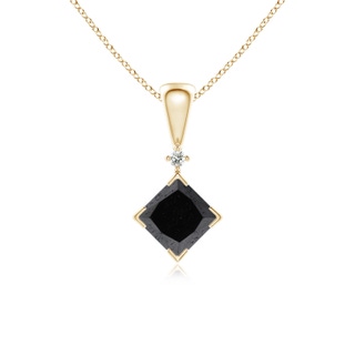 4.4mm A Princess-Cut Black Diamond Pendant in Yellow Gold