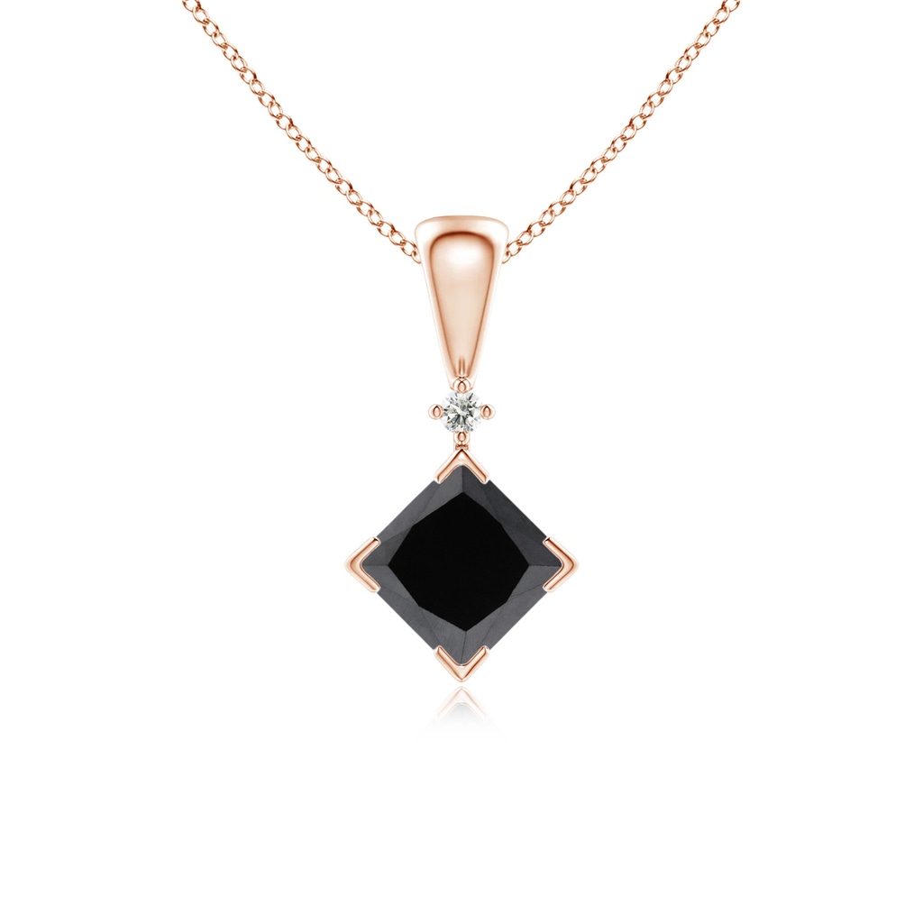 4.4mm AA Princess-Cut Black Diamond Pendant in Rose Gold