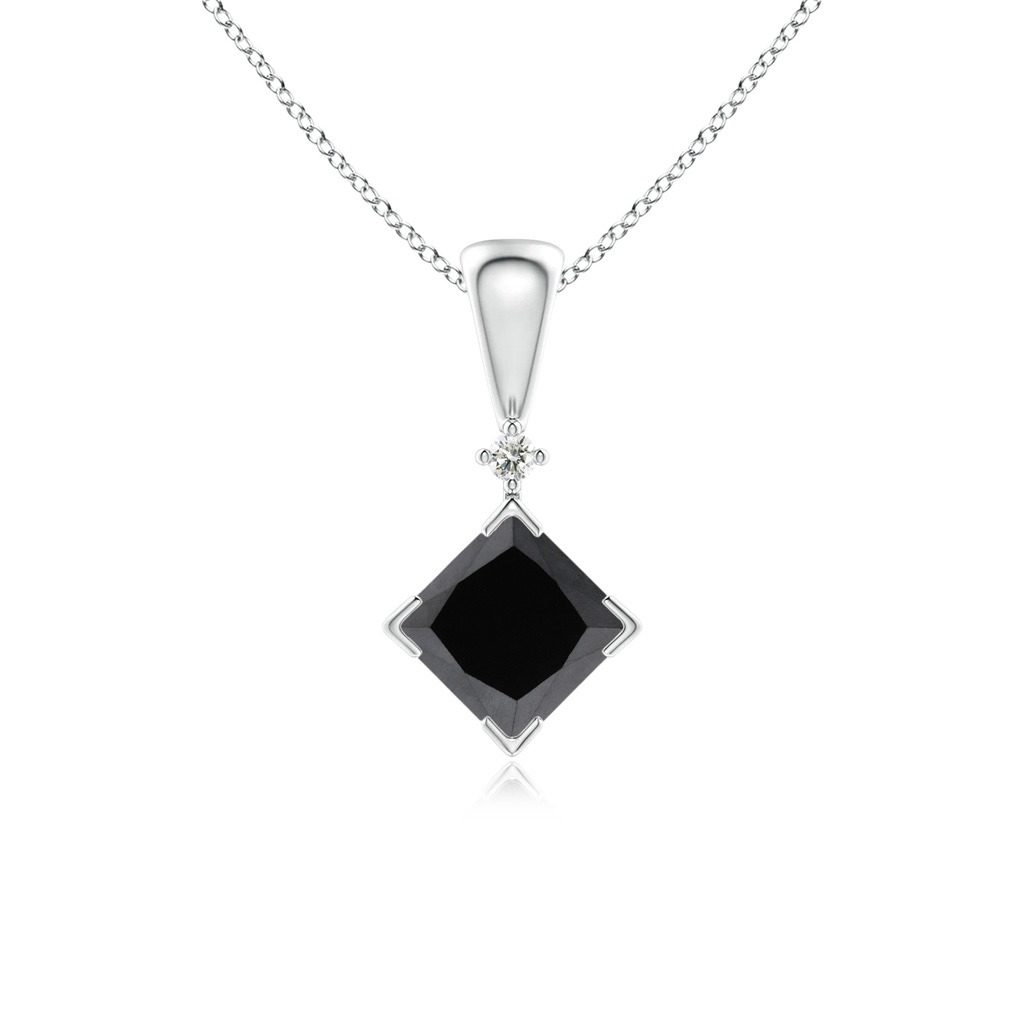 4.4mm AA Princess-Cut Black Diamond Pendant in White Gold