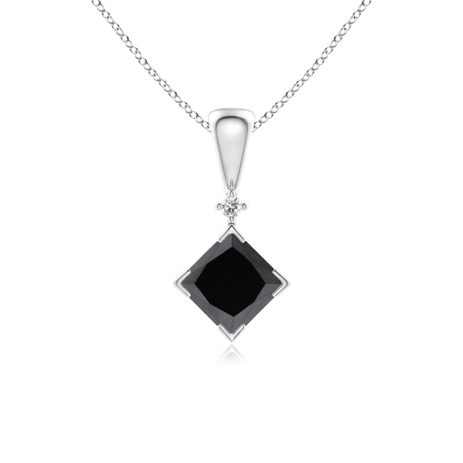 4.4mm AA Princess-Cut Black Diamond Pendant in White Gold 