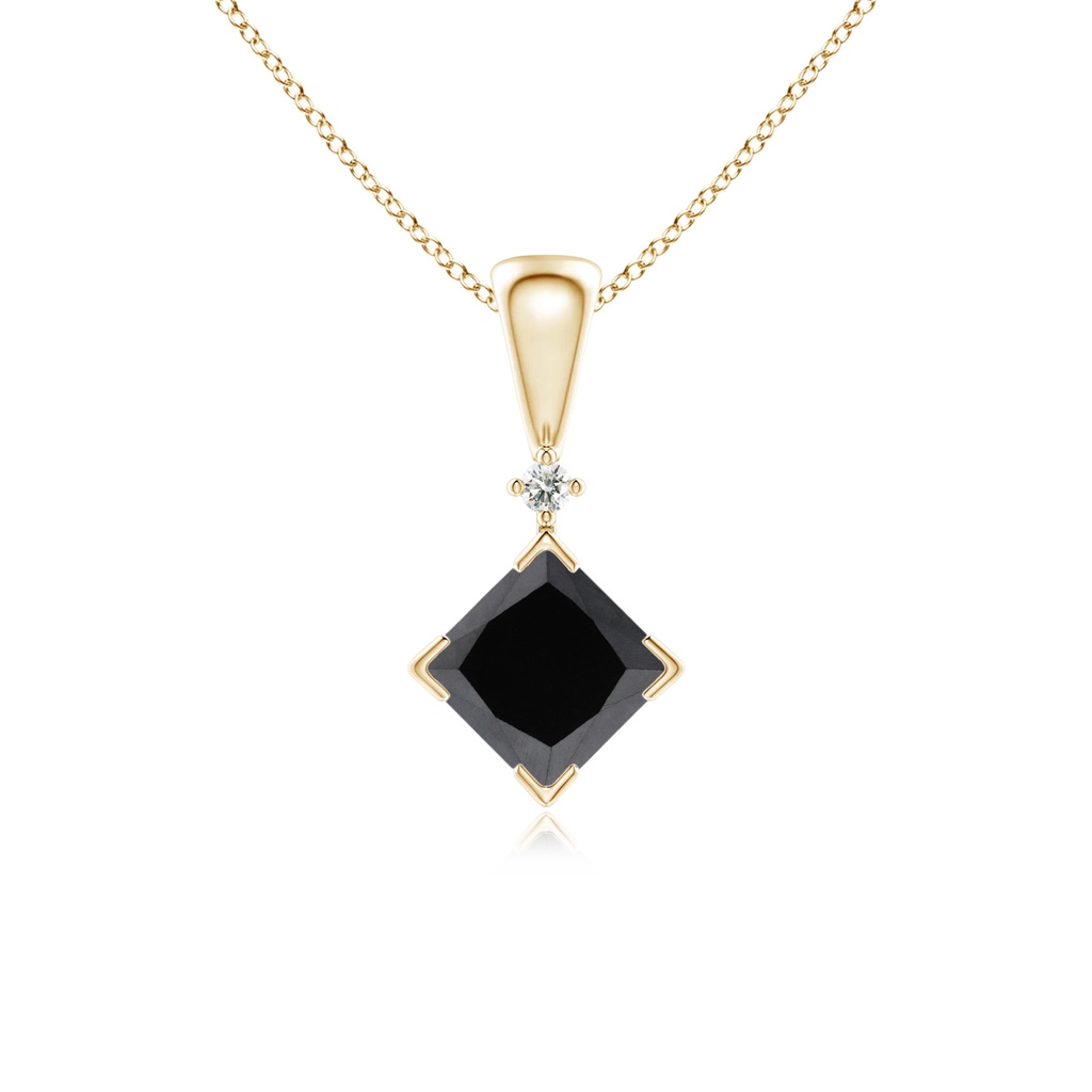 4.4mm AA Princess-Cut Black Diamond Pendant in Yellow Gold