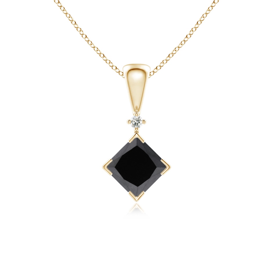 4.4mm AA Princess-Cut Black Diamond Pendant in Yellow Gold 