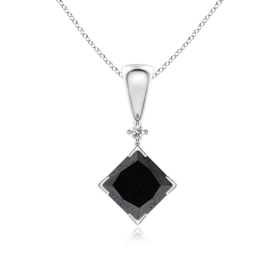 5.5mm A Princess-Cut Black Diamond Pendant in 9K White Gold 